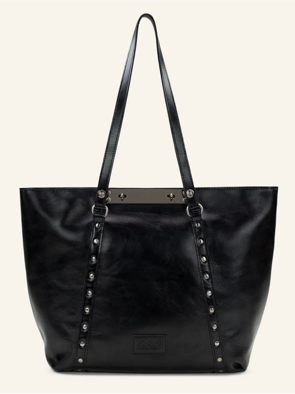 Patricia Nash Black Leather Stud-Trim Tote